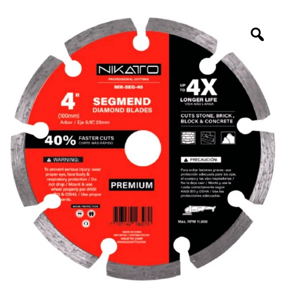 DISCO DIAANTADO SEGMETADO PARA CONCRETO 4 1/2 NIKATO