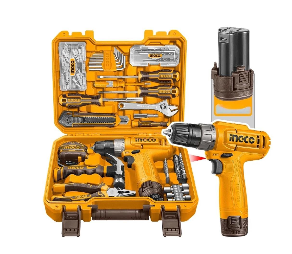 INGCO SET HERRAMIENTAS 148PC INCLUYE TALADRO 12V HKTHP41482