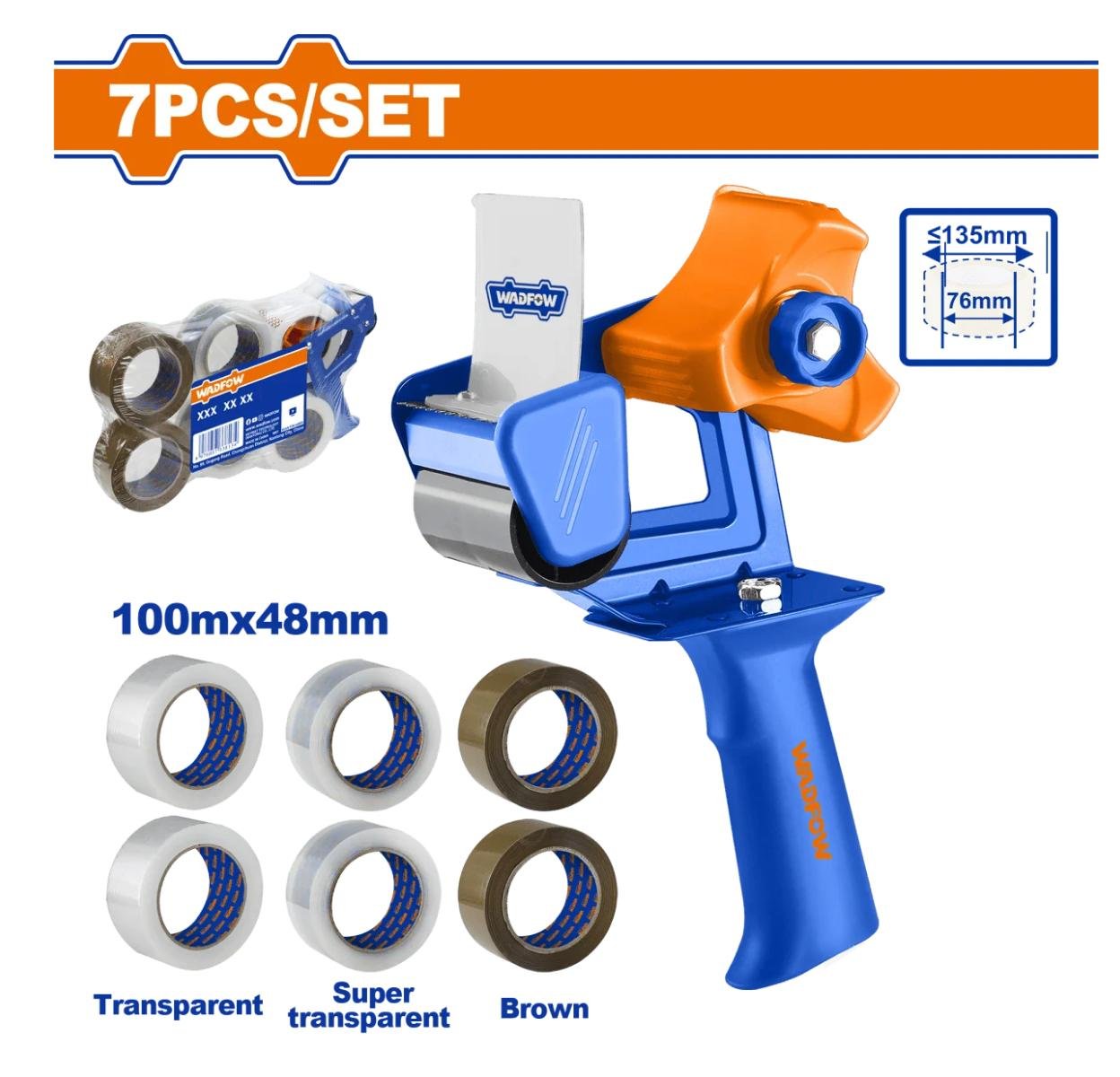 WADFOW SET PISTOLA DISPENSADORA + CINTAS ADHESIVAS 6 UND WATS1301
